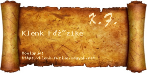 Klenk Füzike névjegykártya